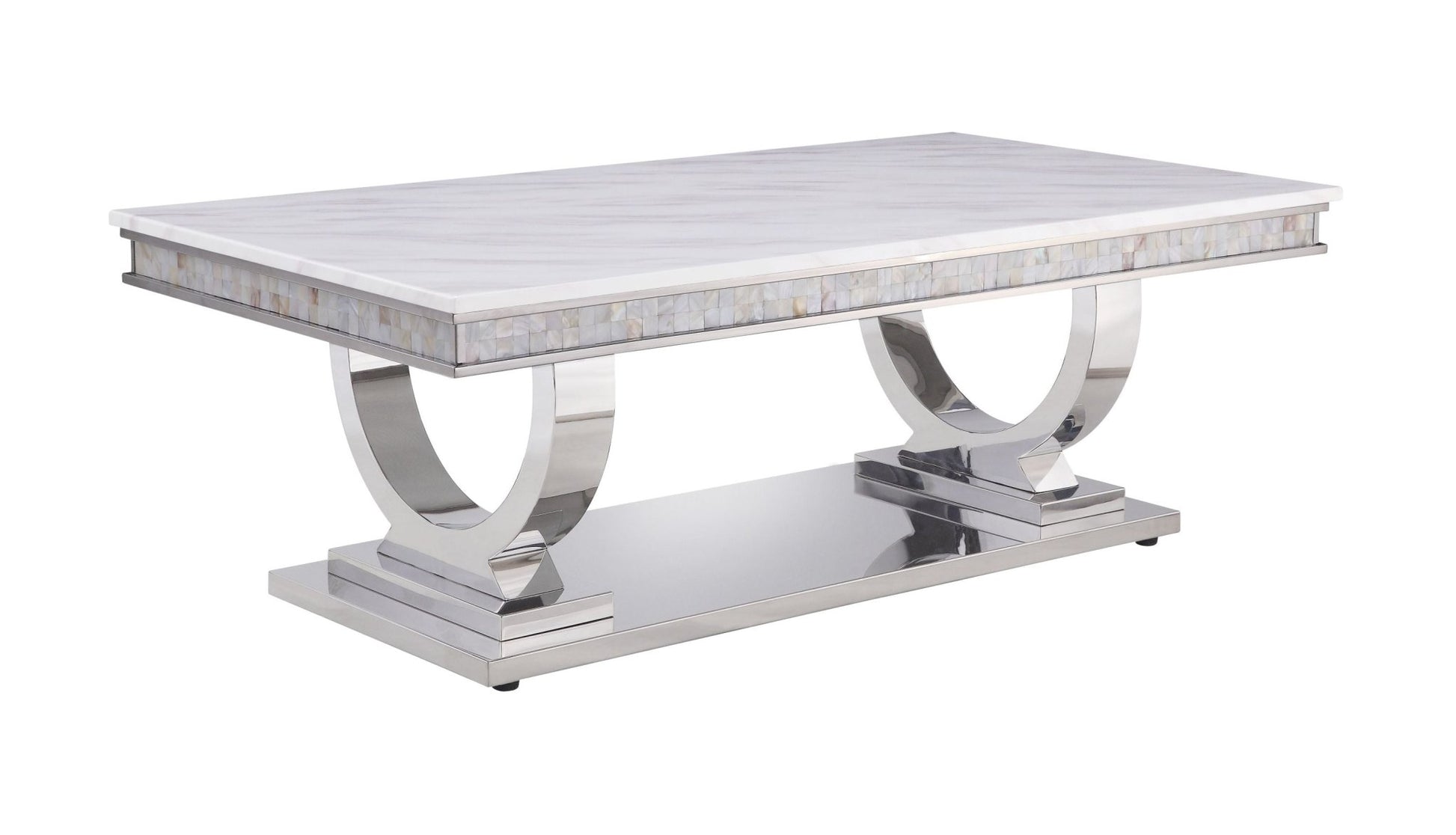 Faux Marble Coffee Table with Stainless Steel Frame - 1st Choice Furniture Direct