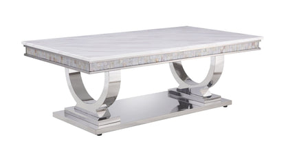 Faux Marble Coffee Table with Stainless Steel Frame - 1st Choice Furniture Direct