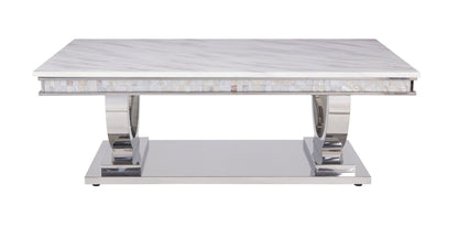 Faux Marble Coffee Table with Stainless Steel Frame - 1st Choice Furniture Direct