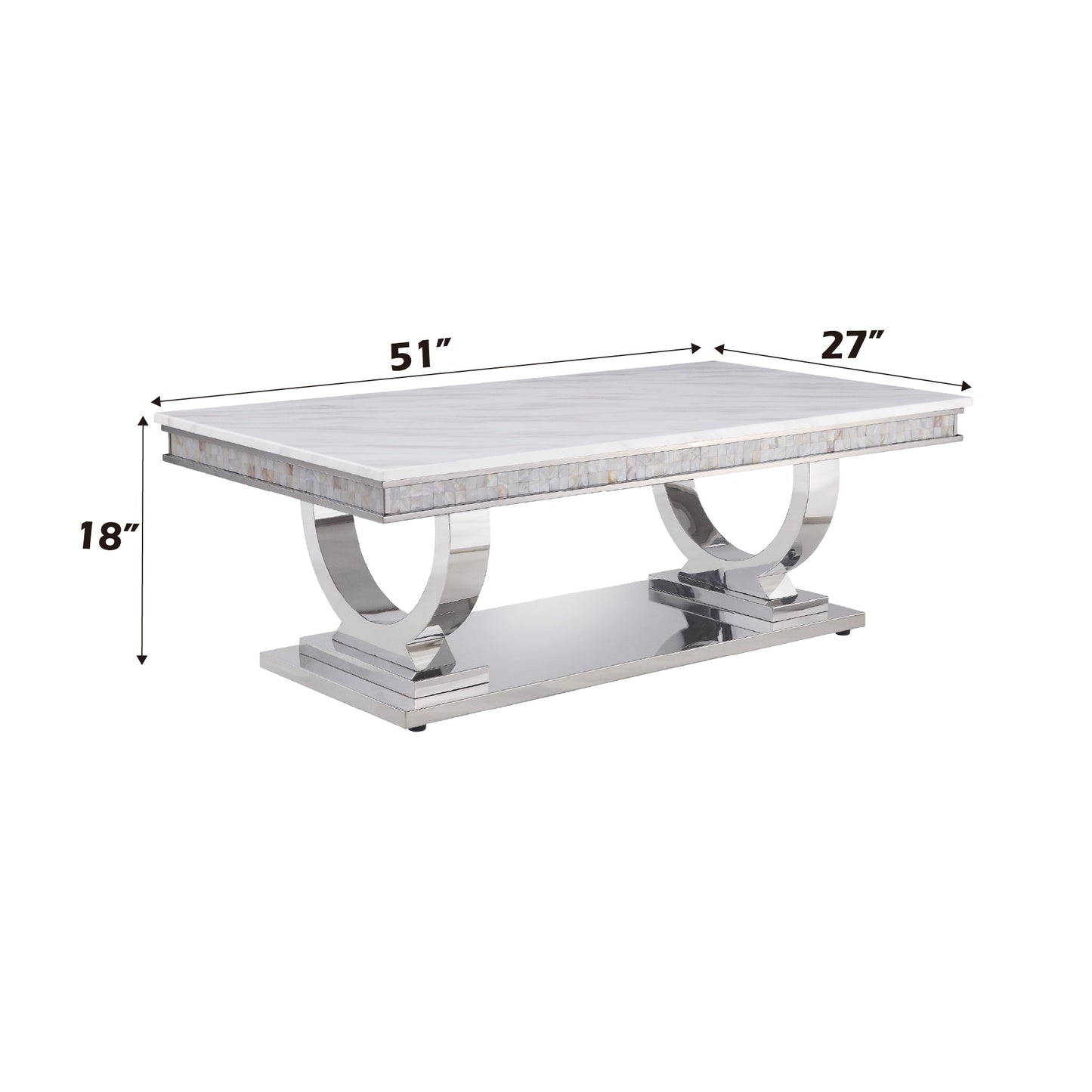 Faux Marble Coffee Table with Stainless Steel Frame - 1st Choice Furniture Direct
