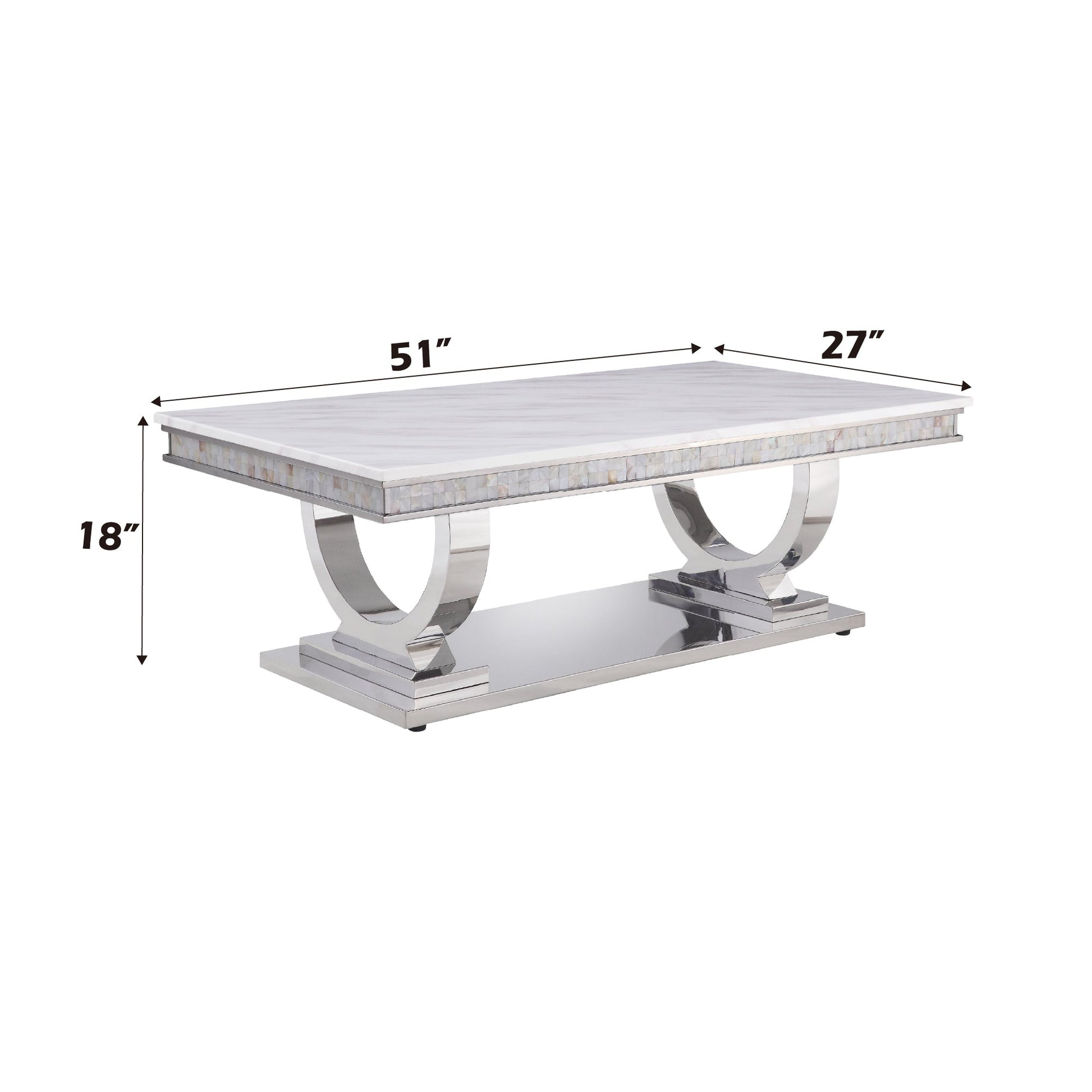 Faux Marble Coffee Table with Stainless Steel Frame - 1st Choice Furniture Direct