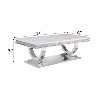 Faux Marble Coffee Table with Stainless Steel Frame - 1st Choice Furniture Direct