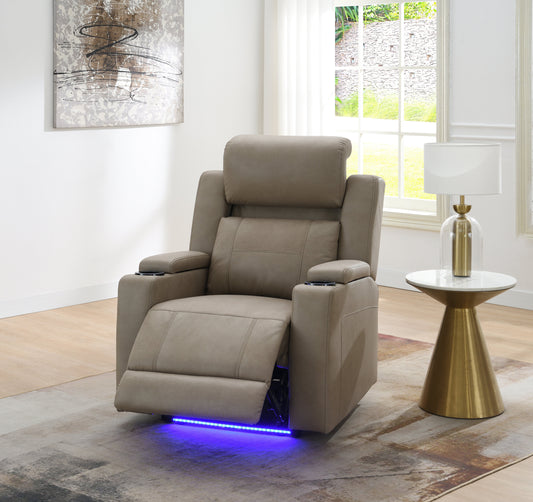Lugo Camel Leather Aire Power Motion Recliner w/Cup Holder