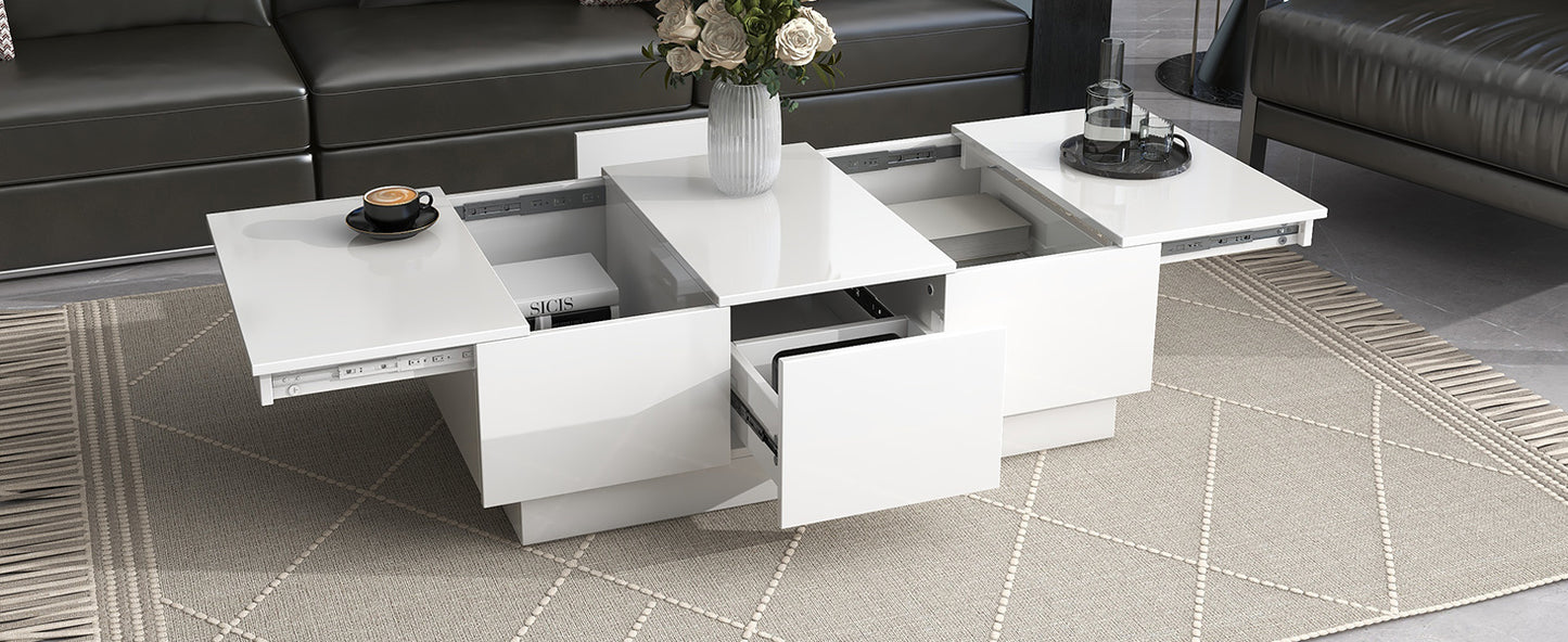 1st Choice Multifunctional White Coffee Table with 2 large Hidden Storage