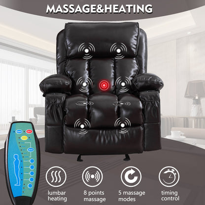 1st Choice Brown Recliner Chair Heating Massage with Rocking Function