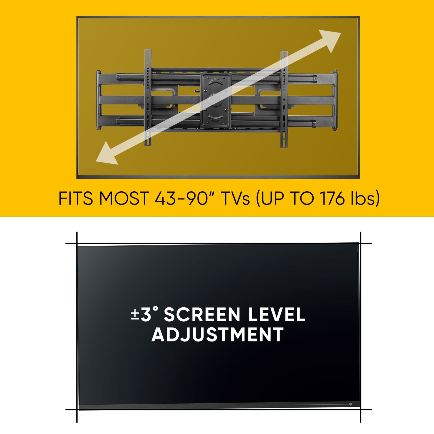 1st Choice Modern Atlantic Full Motion Extra Extension TV mount for 43-90"