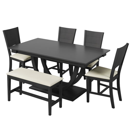 1st Choice Modern 6-Piece Dining Set | Solid Wood Table & Padded Chairs | Elegant & Durable