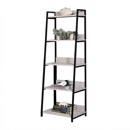 Modern Leaning Ladder Bookshelf with 5 Open Shelves