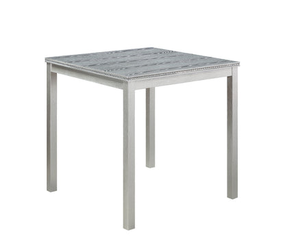 5 Piece Counter Height Table Set, Wooden Kitchen Table Set with Square Table and 4 Upholstered Chairs, Counter Height Dining Table with Crystal Decoration and Chair Set for Kitchen, Dining Room,Gray