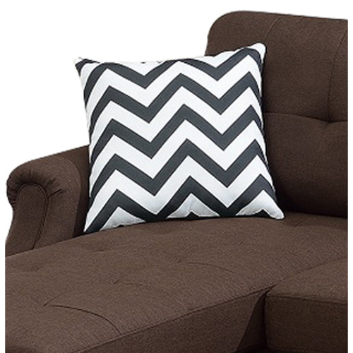 1st Choice Fabric 2Pc Sectional Sofa with Round Tapered Legs in Dark Brown