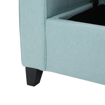 1st Choice Contemporary Armed Fabric Storage Bench in Light Blue