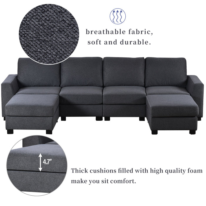 1st Choice U_STYLE 3 Pieces U shaped Sofa with Removable Ottomans