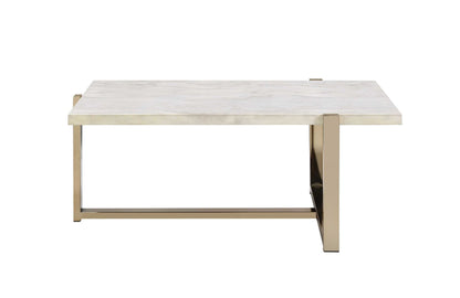 Feit Faux Marble Top & Champagne Finish Coffee Table - 1st Choice Furniture Direct
