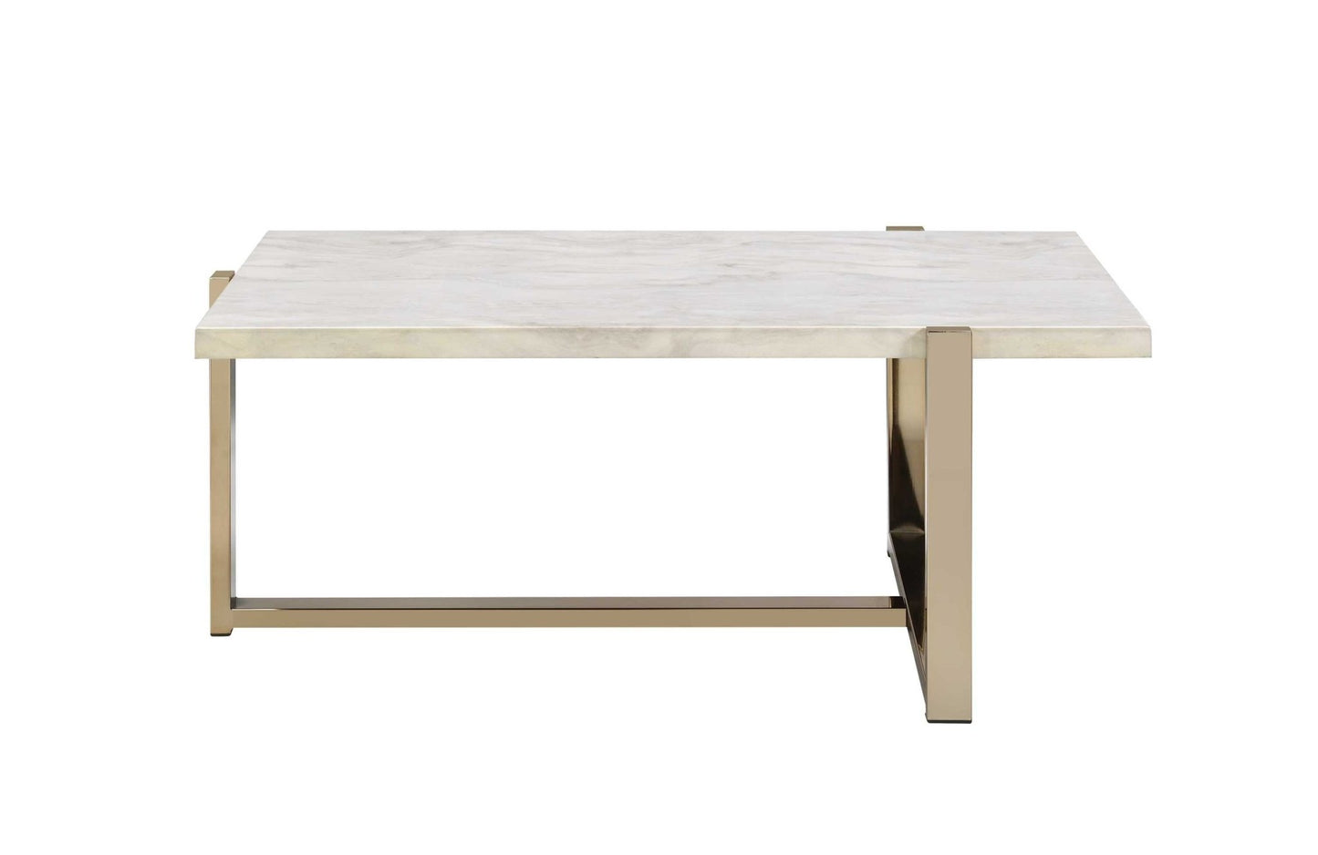 Feit Faux Marble Top & Champagne Finish Coffee Table - 1st Choice Furniture Direct