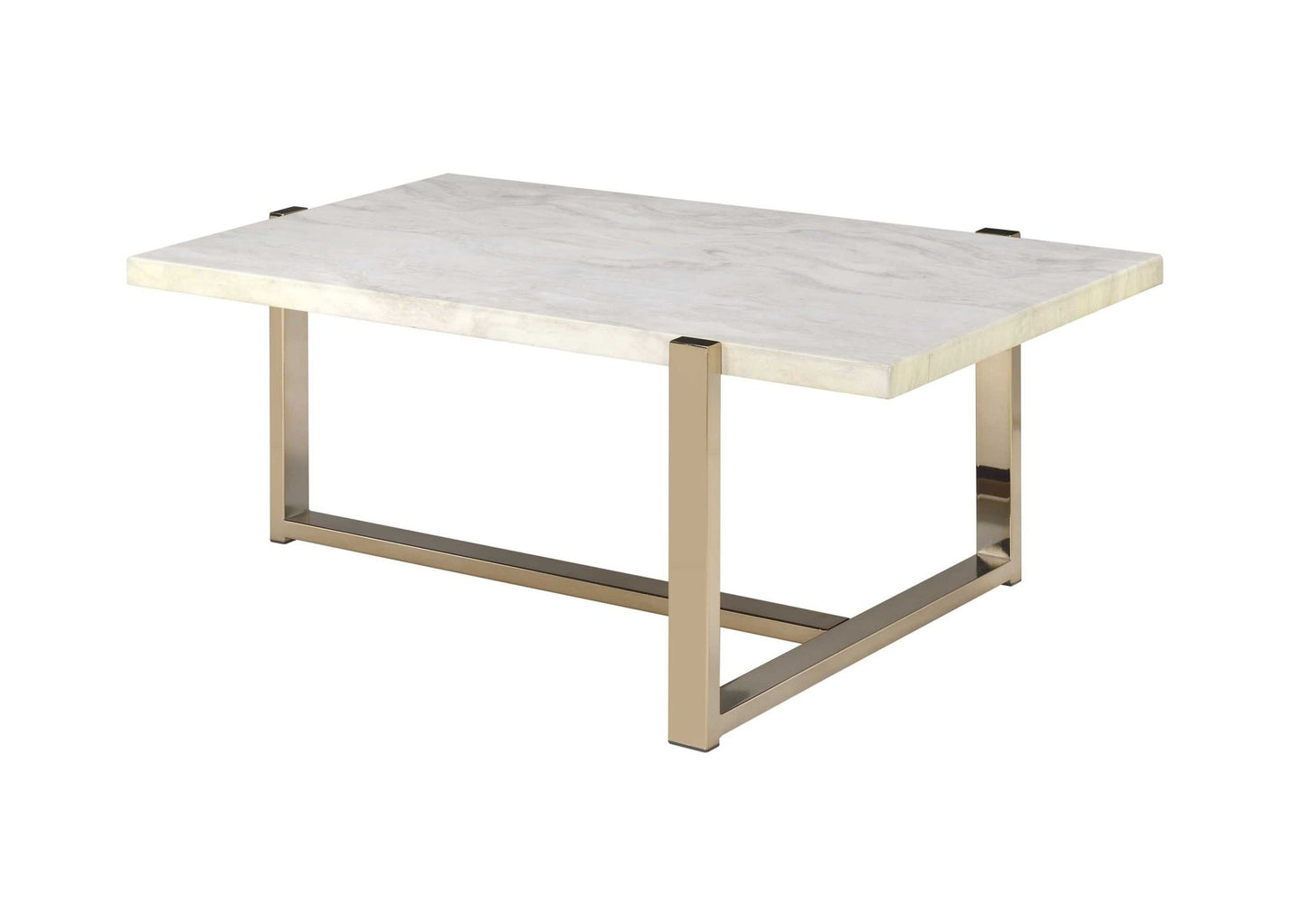 Feit Faux Marble Top & Champagne Finish Coffee Table - 1st Choice Furniture Direct