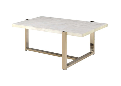 Feit Faux Marble Top & Champagne Finish Coffee Table - 1st Choice Furniture Direct