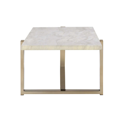 Feit Faux Marble Top & Champagne Finish Coffee Table - 1st Choice Furniture Direct