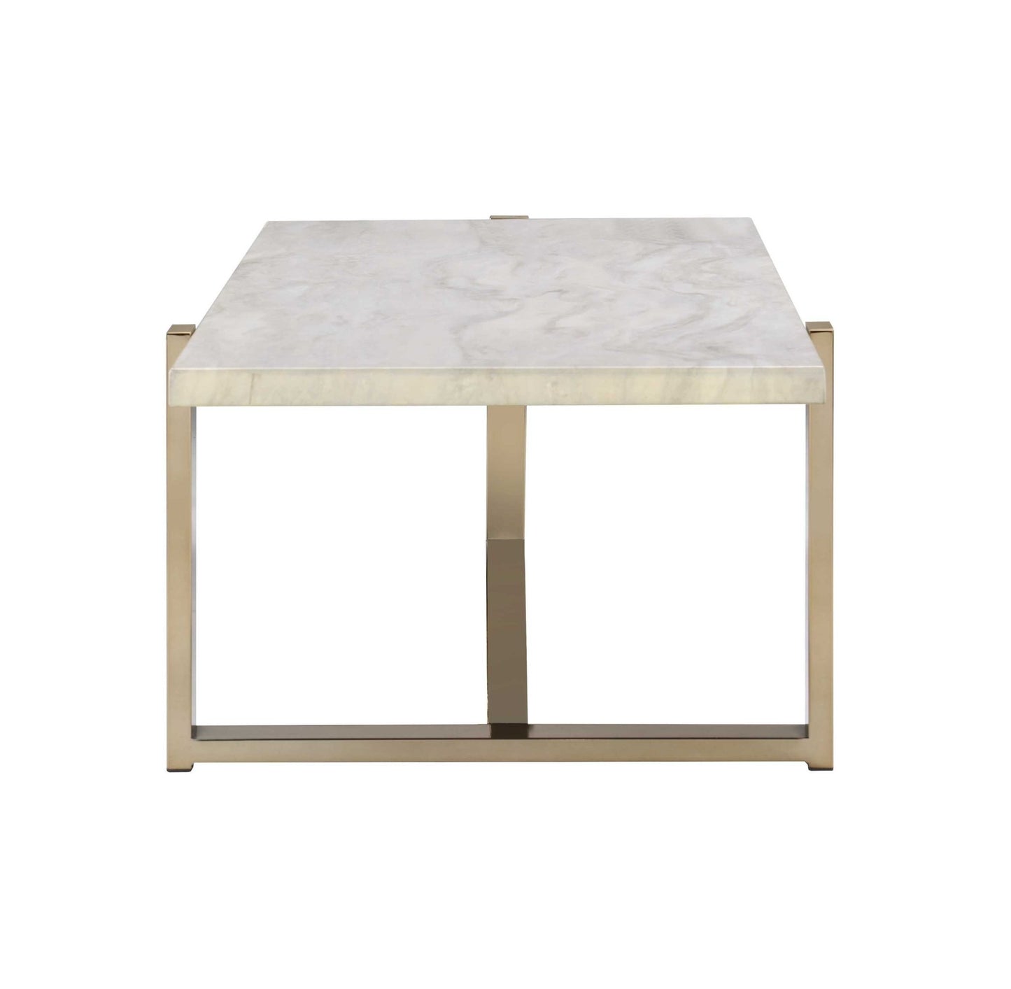 Feit Faux Marble Top & Champagne Finish Coffee Table - 1st Choice Furniture Direct