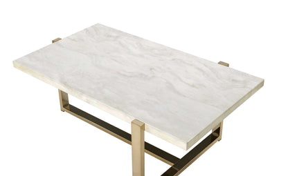 Feit Faux Marble Top & Champagne Finish Coffee Table - 1st Choice Furniture Direct
