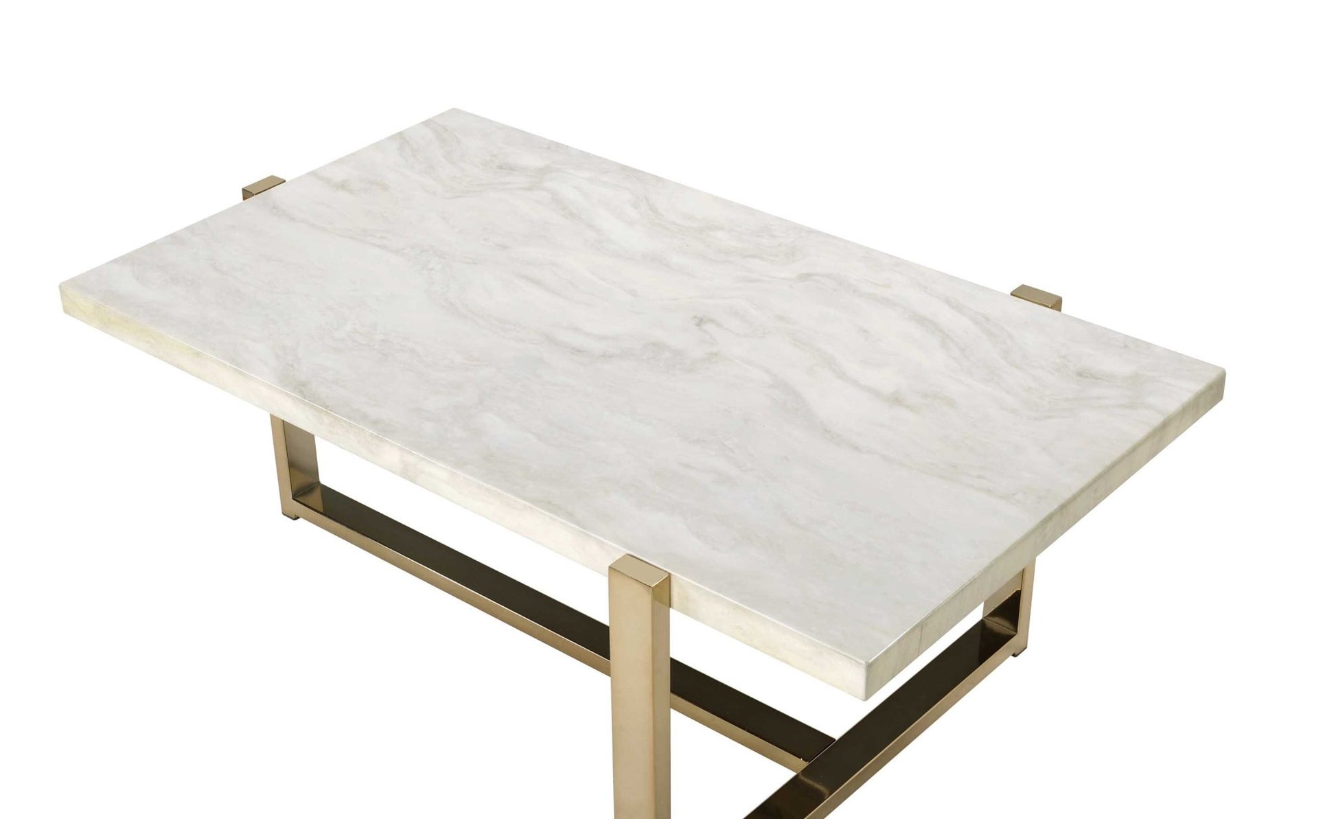 Feit Faux Marble Top & Champagne Finish Coffee Table - 1st Choice Furniture Direct