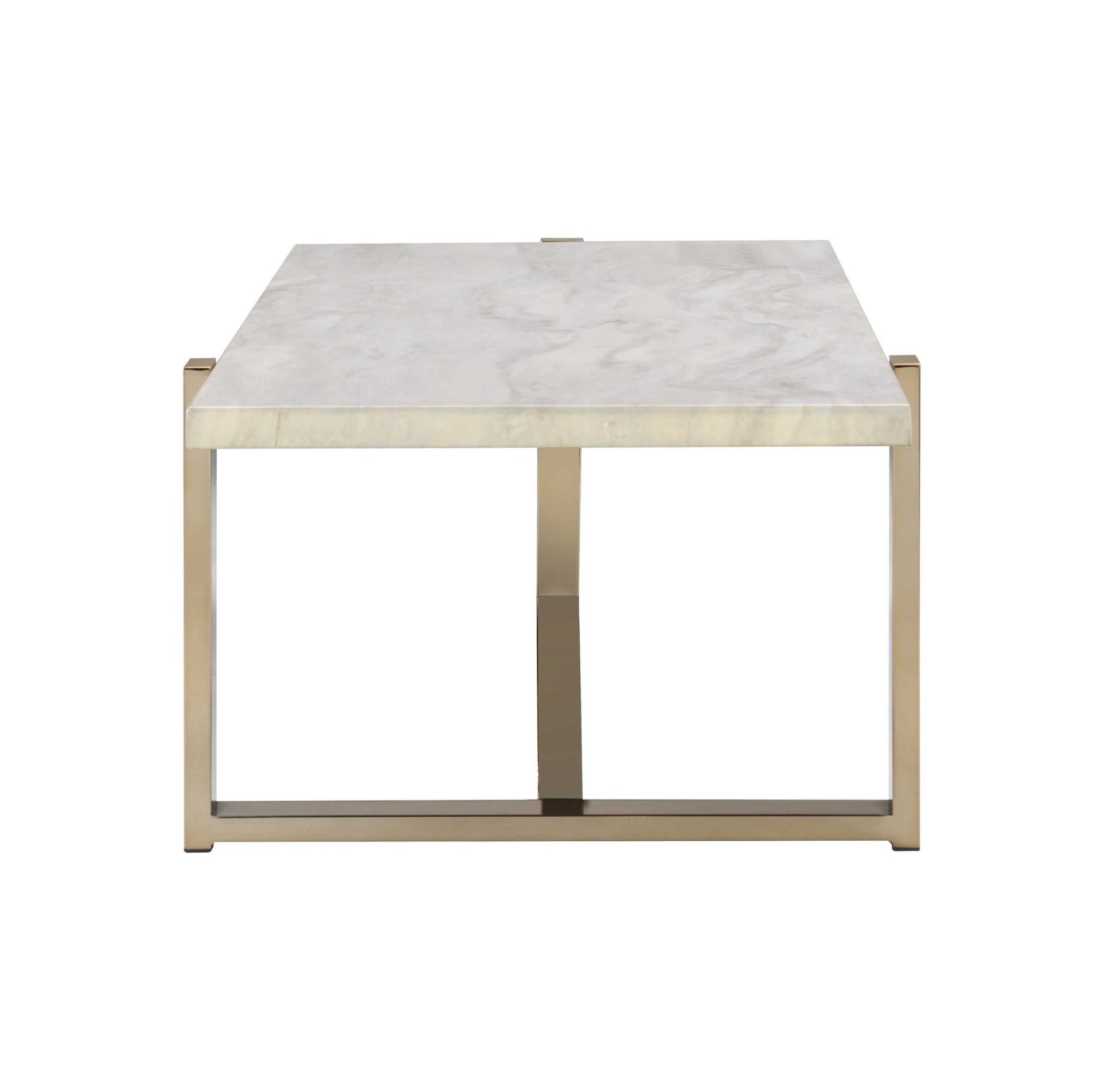 Feit Faux Marble Top & Champagne Finish Coffee Table - 1st Choice Furniture Direct