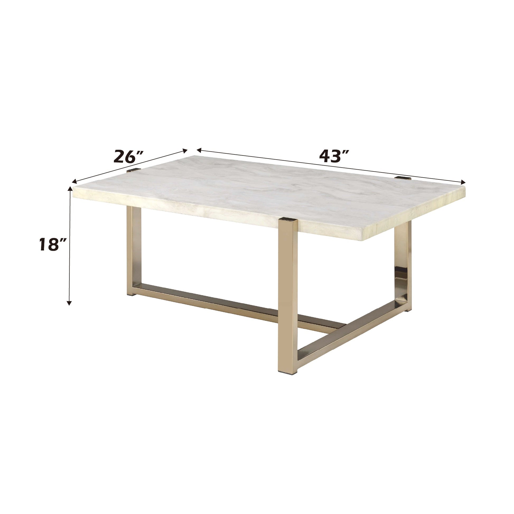 Feit Faux Marble Top & Champagne Finish Coffee Table - 1st Choice Furniture Direct