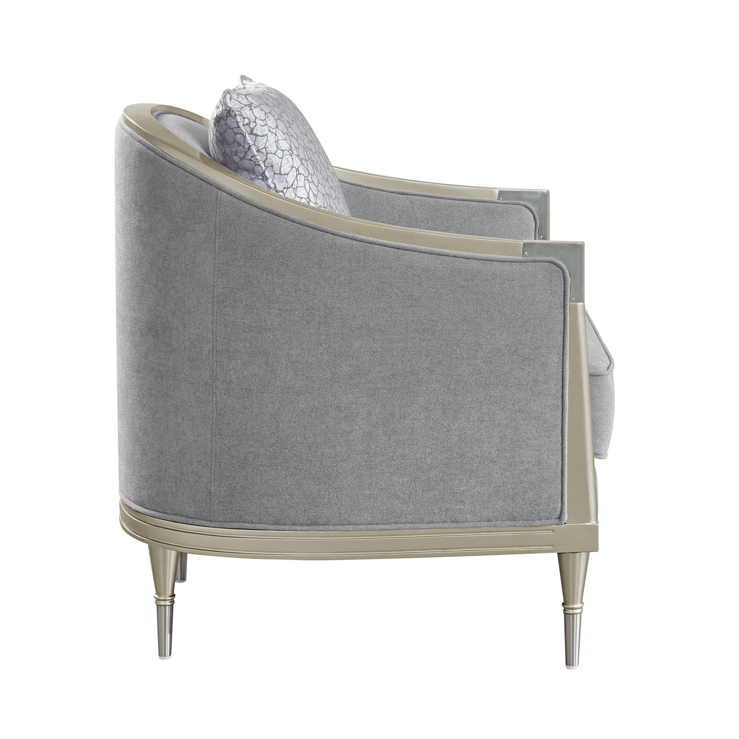 Fernando Gray Chenille & Champagne Chair w/Pillow - 1st Choice Furniture Direct
