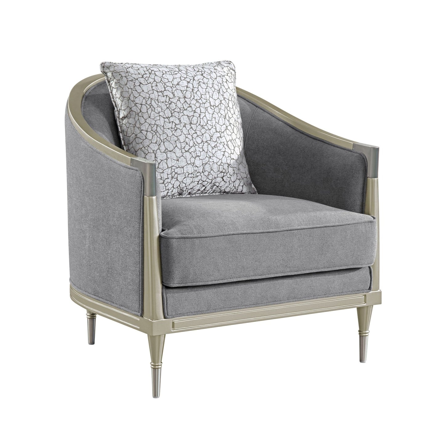 Fernando Gray Chenille & Champagne Chair w/Pillow - 1st Choice Furniture Direct