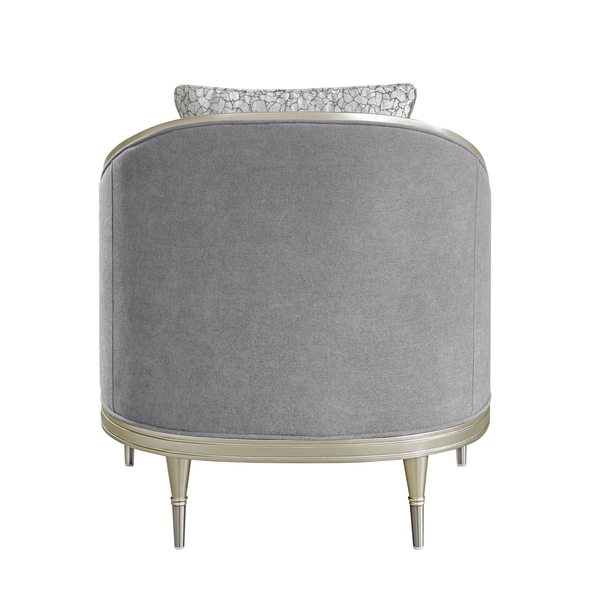 Fernando Gray Chenille & Champagne Chair w/Pillow - 1st Choice Furniture Direct