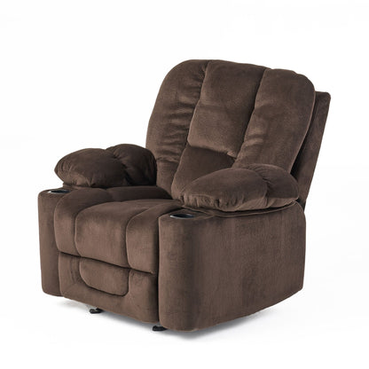 Fervor Luxurious Manual Recliner Chair with Skin - Friendly Fabric and Dual Cup Holders, Chocolate - 1st Choice Furniture Direct