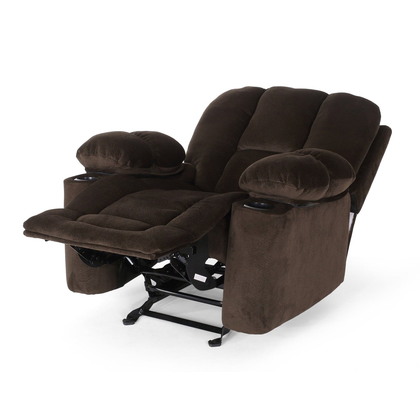 Fervor Luxurious Manual Recliner Chair with Skin - Friendly Fabric and Dual Cup Holders, Chocolate - 1st Choice Furniture Direct