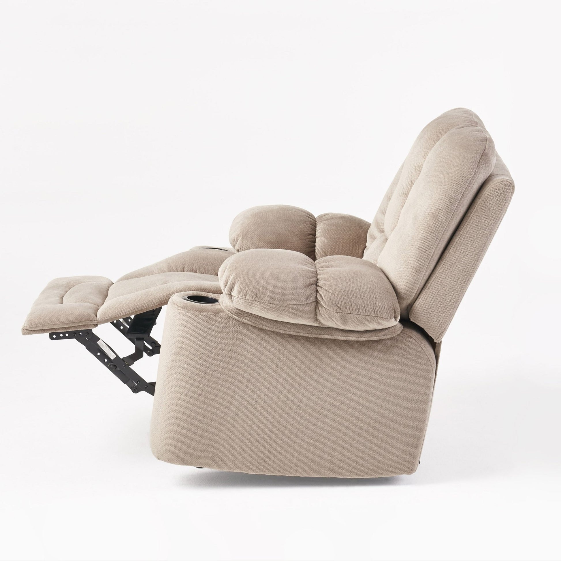 Fervor Luxurious Manual Recliner Chair with Skin-Friendly Fabric and Dual Cup Holders, Coffee - 1st Choice Furniture Direct