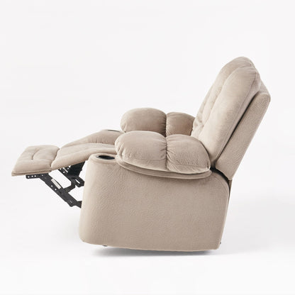 Fervor Luxurious Manual Recliner Chair with Skin-Friendly Fabric and Dual Cup Holders, Coffee - 1st Choice Furniture Direct