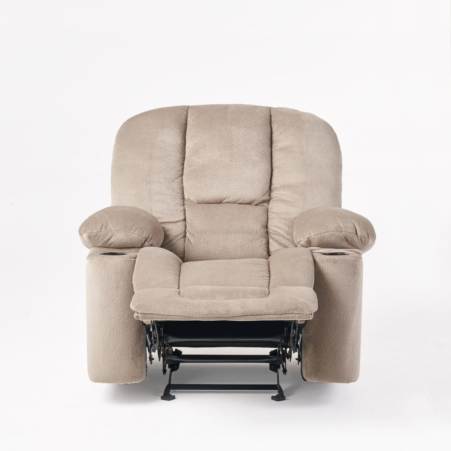 Fervor Luxurious Manual Recliner Chair with Skin-Friendly Fabric and Dual Cup Holders, Coffee - 1st Choice Furniture Direct