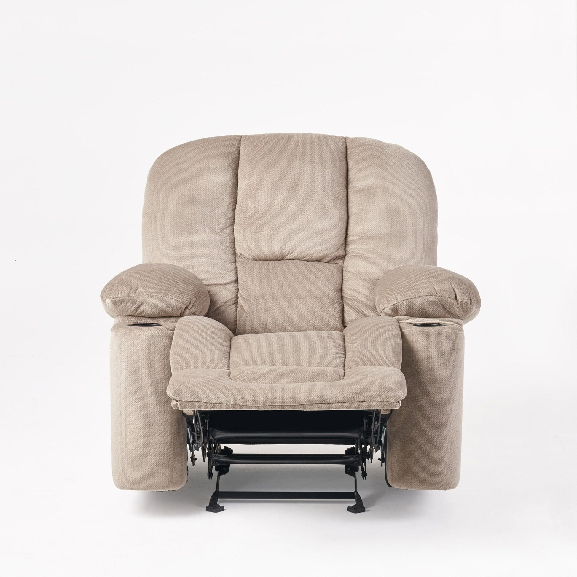 Fervor Luxurious Manual Recliner Chair with Skin-Friendly Fabric and Dual Cup Holders, Coffee - 1st Choice Furniture Direct