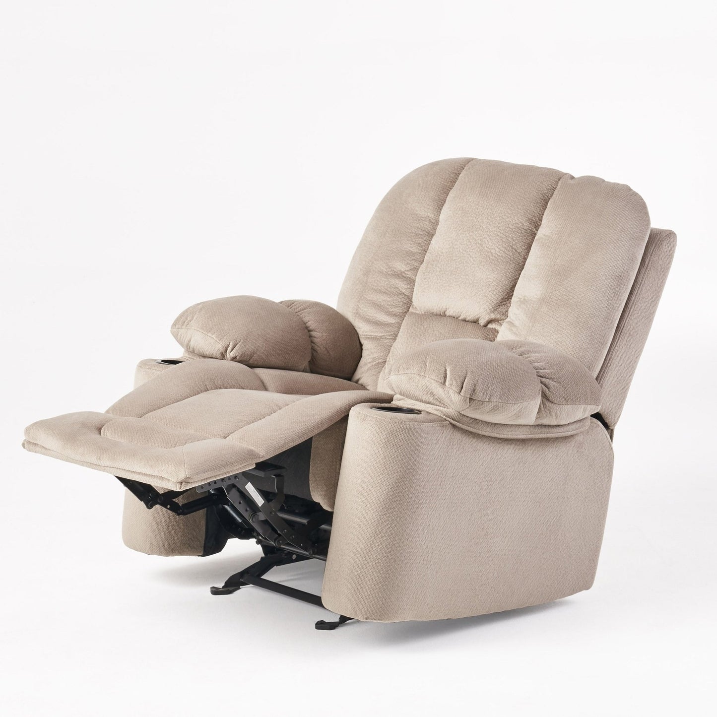 Fervor Luxurious Manual Recliner Chair with Skin-Friendly Fabric and Dual Cup Holders, Coffee - 1st Choice Furniture Direct