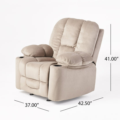 Fervor Luxurious Manual Recliner Chair with Skin-Friendly Fabric and Dual Cup Holders, Coffee - 1st Choice Furniture Direct