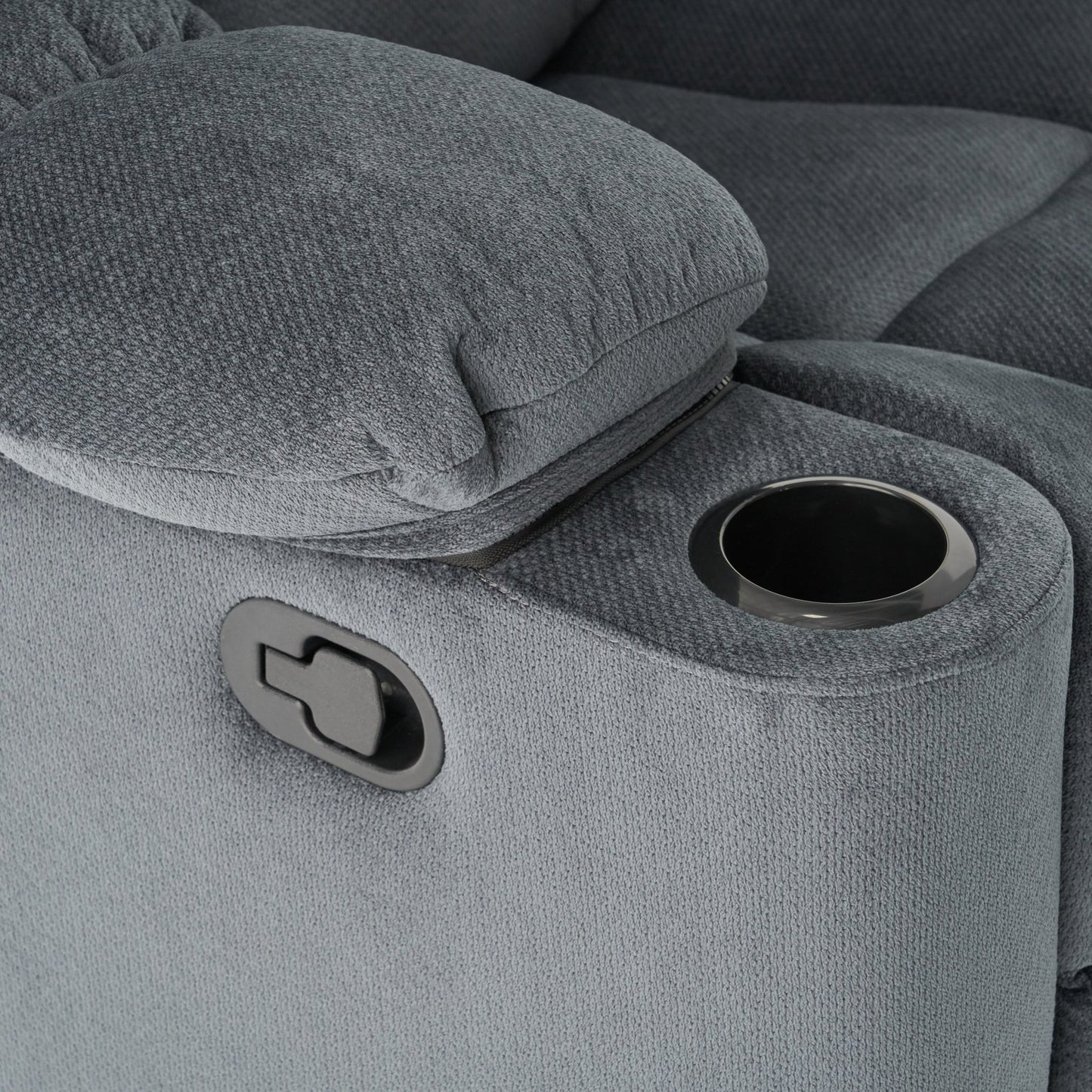 Fervor Luxurious Manual Recliner Chair with Skin - Friendly Fabric and Dual Cup Holders, Silver - 1st Choice Furniture Direct