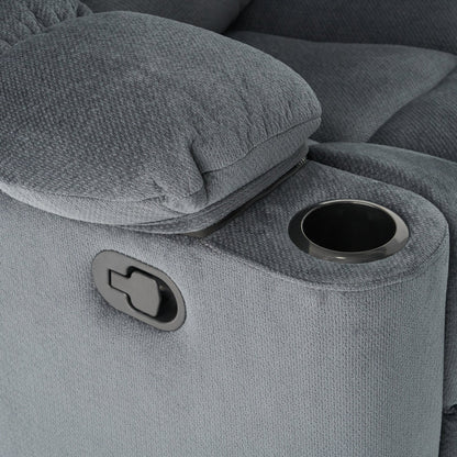Fervor Luxurious Manual Recliner Chair with Skin - Friendly Fabric and Dual Cup Holders, Silver - 1st Choice Furniture Direct