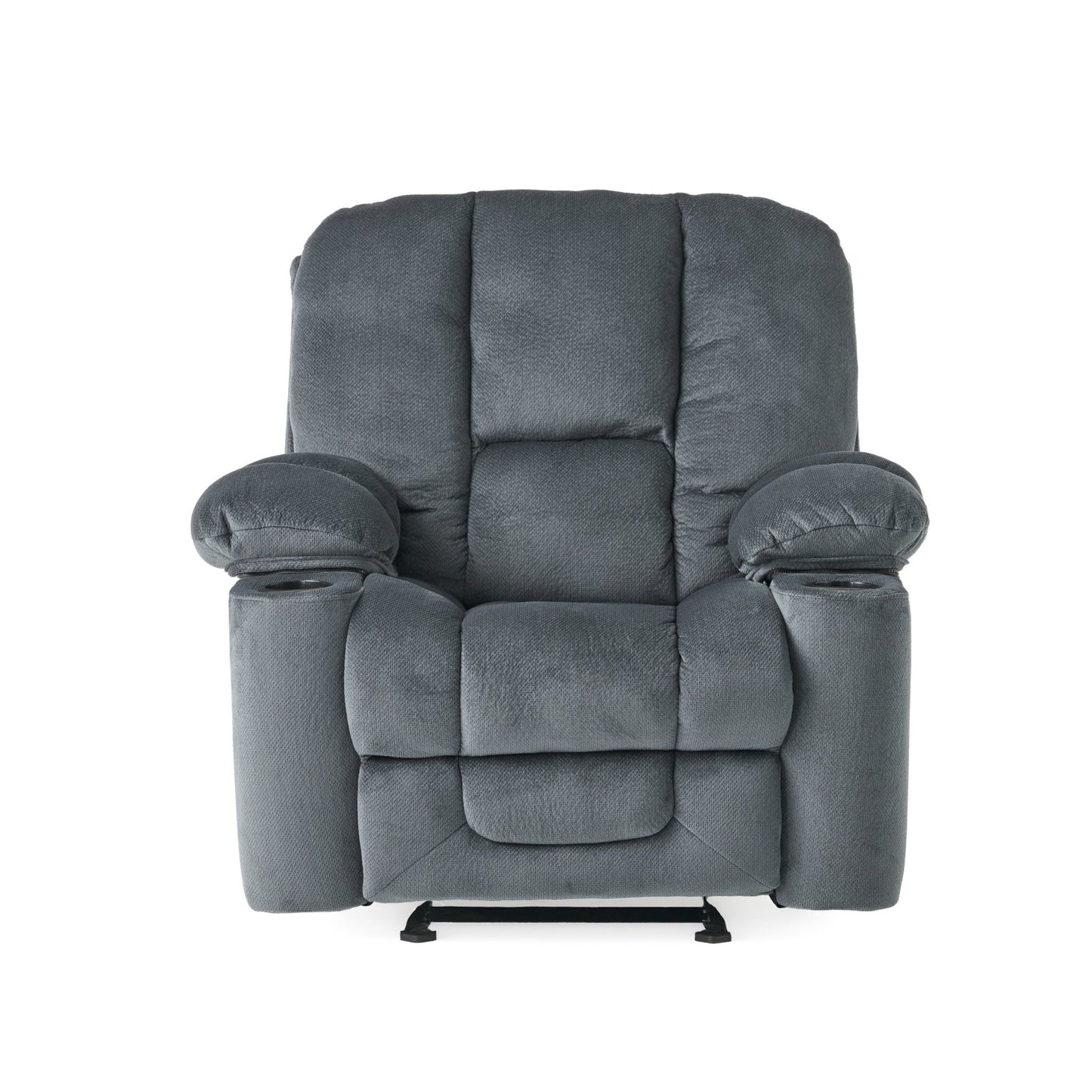 Fervor Luxurious Manual Recliner Chair with Skin - Friendly Fabric and Dual Cup Holders, Silver - 1st Choice Furniture Direct