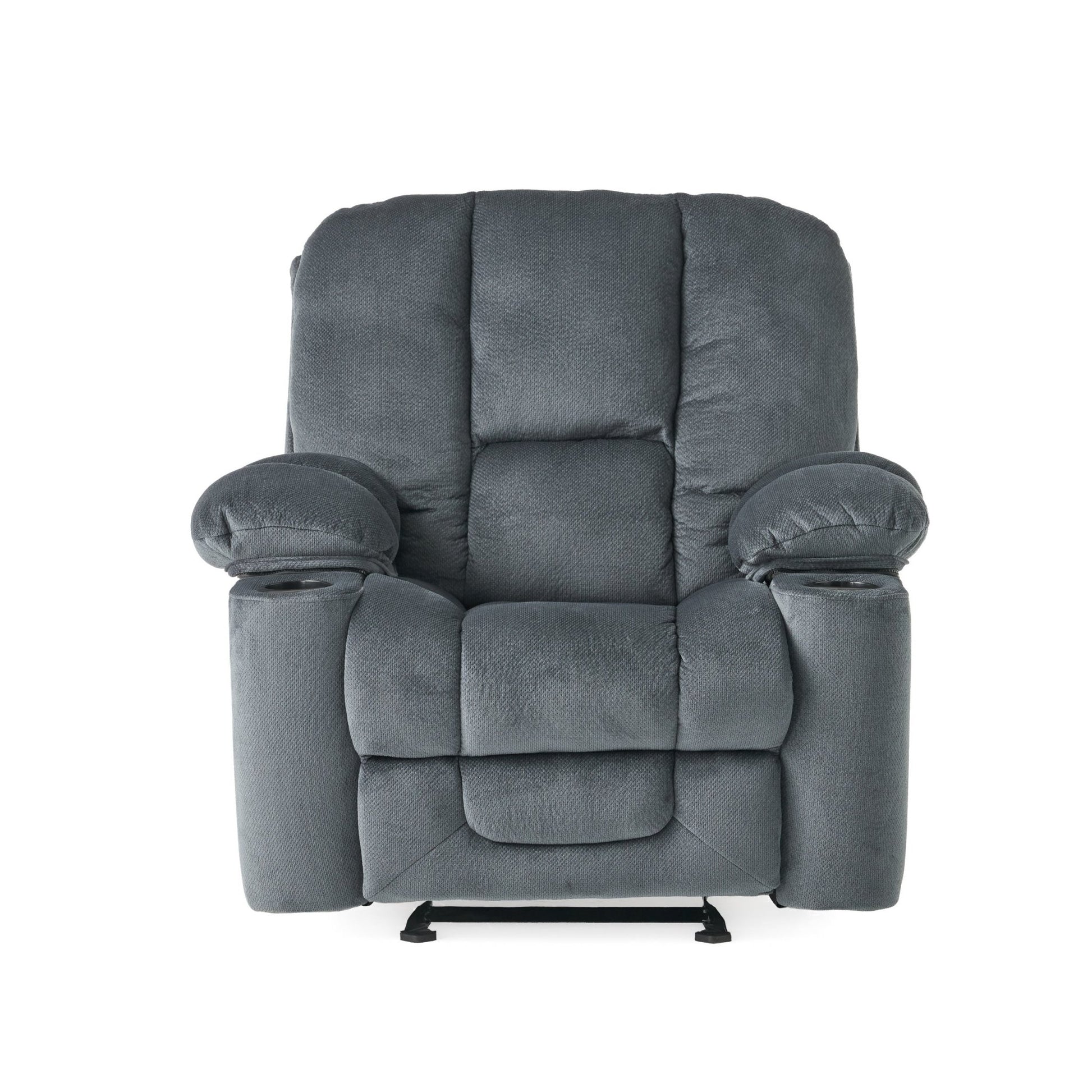 Fervor Luxurious Manual Recliner Chair with Skin - Friendly Fabric and Dual Cup Holders, Silver - 1st Choice Furniture Direct