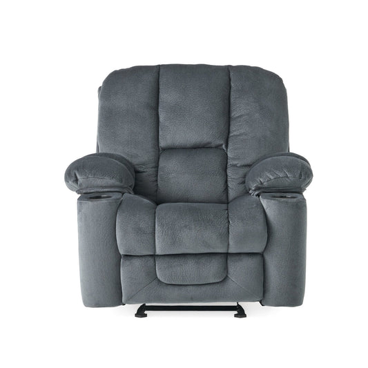 Fervor Luxurious Manual Recliner Chair with Skin - Friendly Fabric and Dual Cup Holders, Silver - 1st Choice Furniture Direct