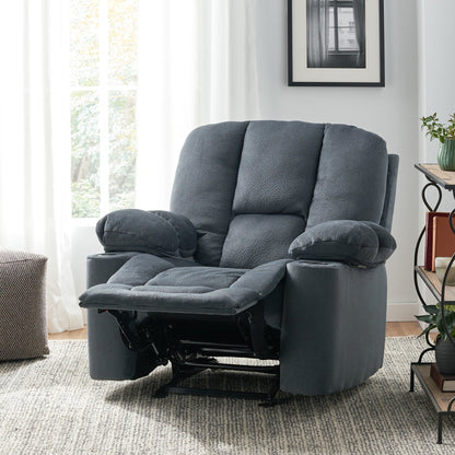 Fervor Luxurious Manual Recliner Chair with Skin - Friendly Fabric and Dual Cup Holders, Silver - 1st Choice Furniture Direct