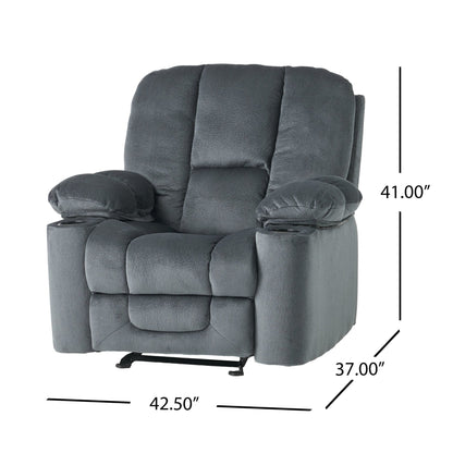 Fervor Luxurious Manual Recliner Chair with Skin - Friendly Fabric and Dual Cup Holders, Silver - 1st Choice Furniture Direct