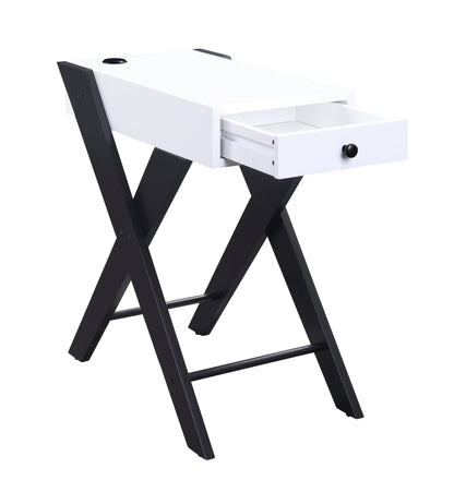 Fierce White and Black Accent Table with Built-in USB Port - 1st Choice Furniture Direct