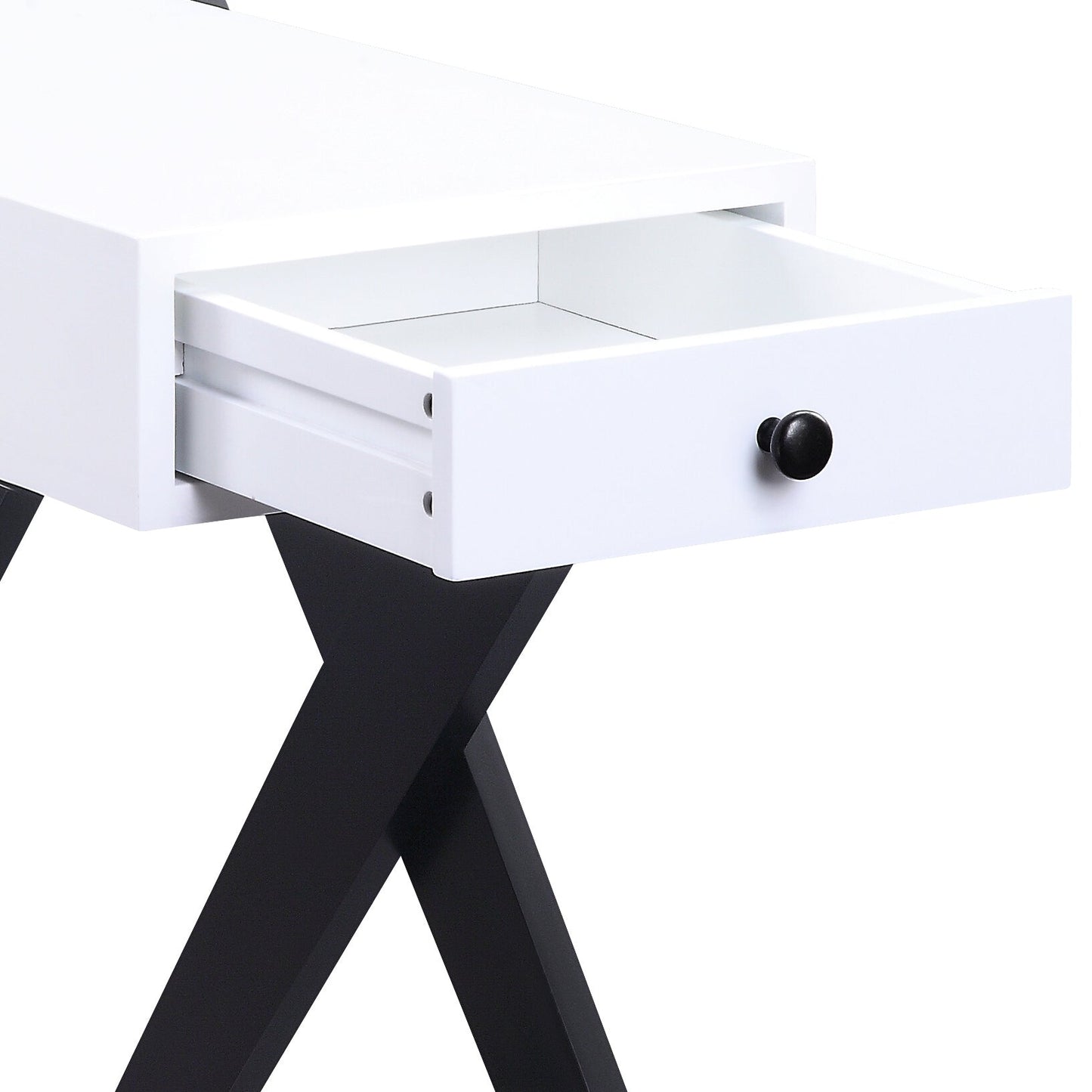 Fierce White and Black Accent Table with Built-in USB Port - 1st Choice Furniture Direct