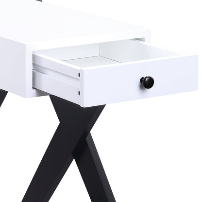 Fierce White and Black Accent Table with Built-in USB Port - 1st Choice Furniture Direct