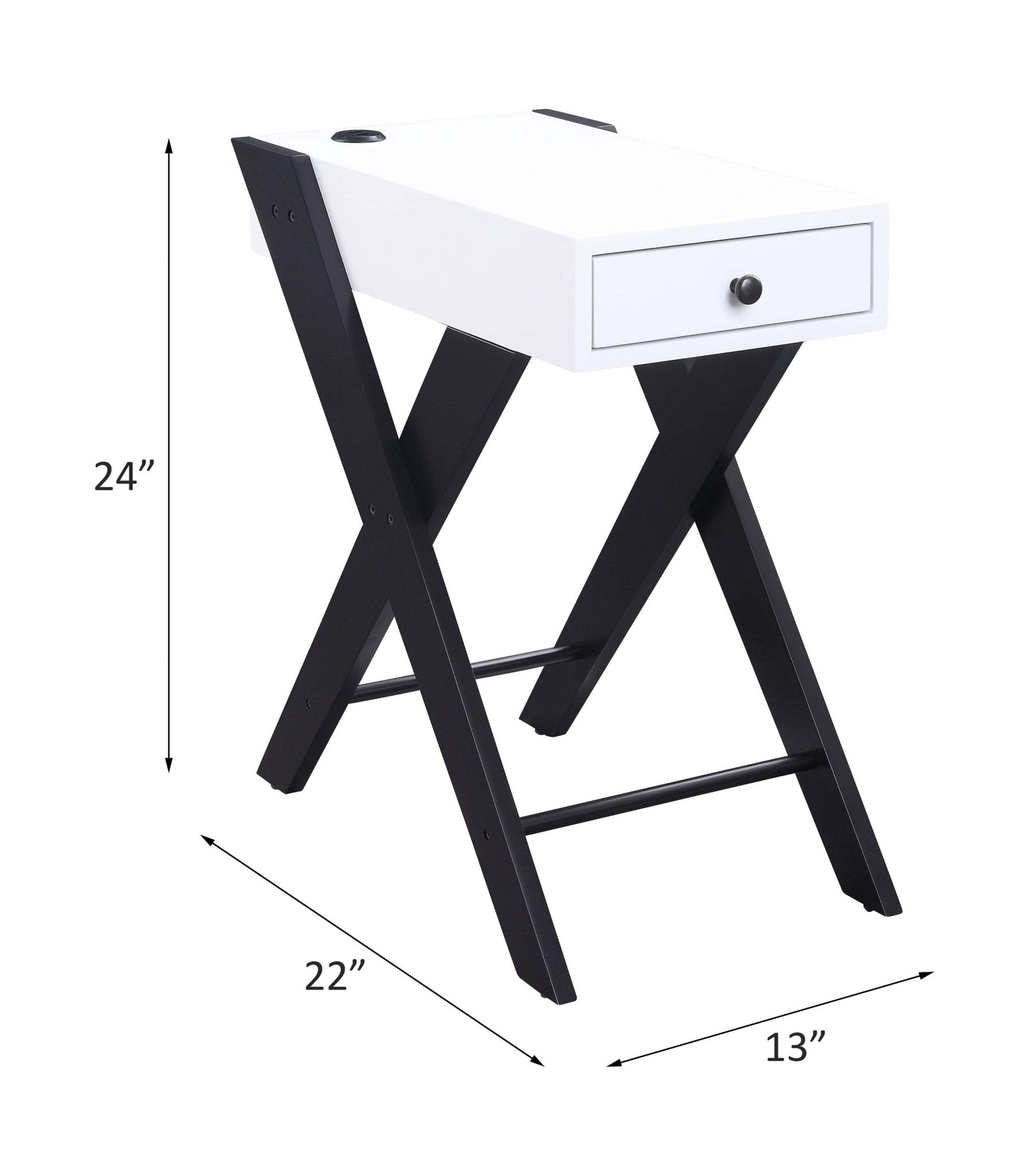 Fierce White and Black Accent Table with Built-in USB Port - 1st Choice Furniture Direct