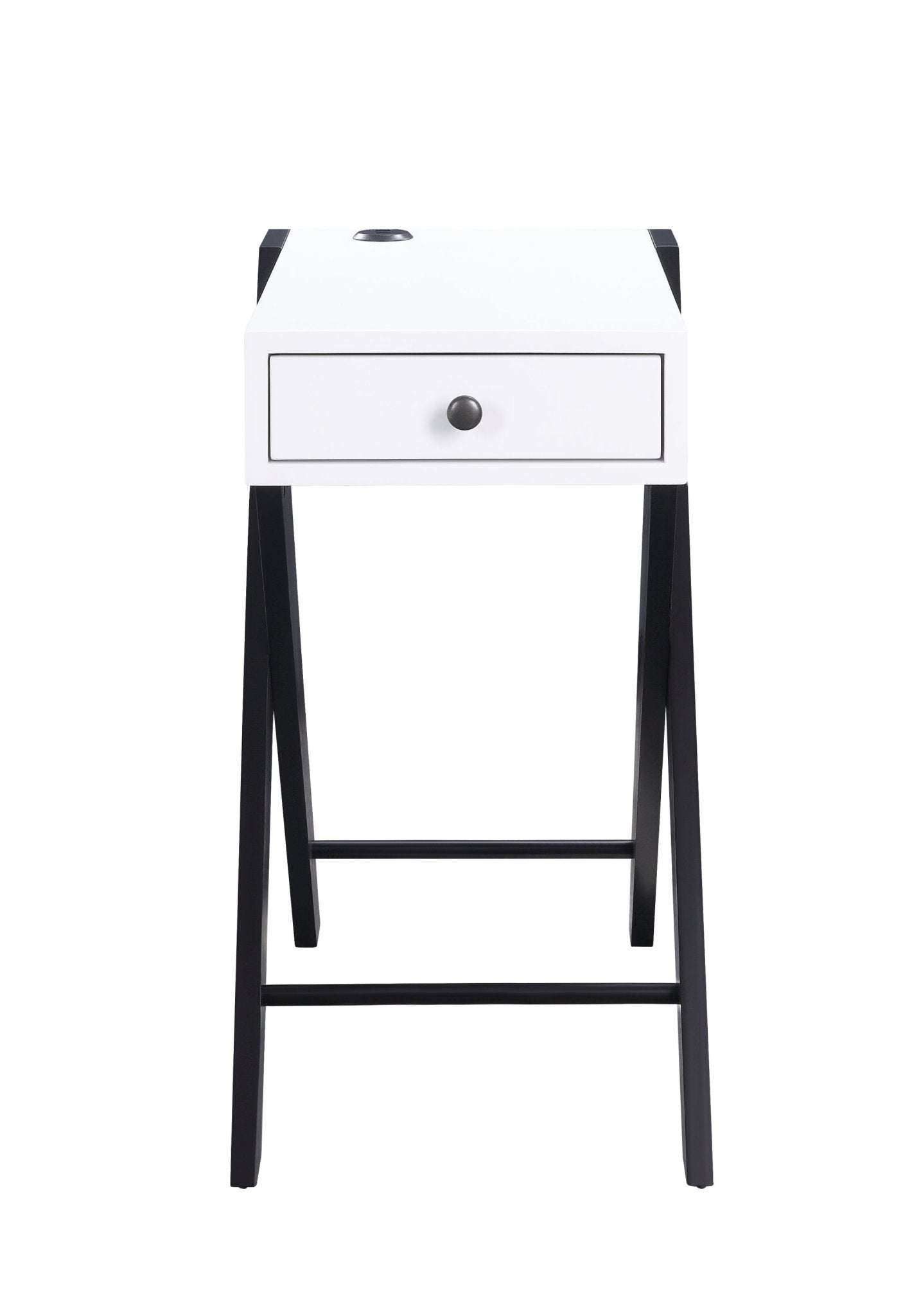 Fierce White and Black Accent Table with Built-in USB Port - 1st Choice Furniture Direct