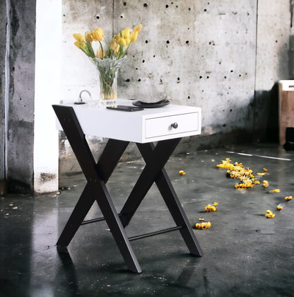 Fierce White and Black Accent Table with Built-in USB Port - 1st Choice Furniture Direct